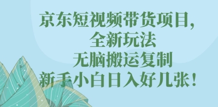 京东短视频带货项目,全新玩法,无脑搬运复制,新手小白日入好几张!-轻创终点站